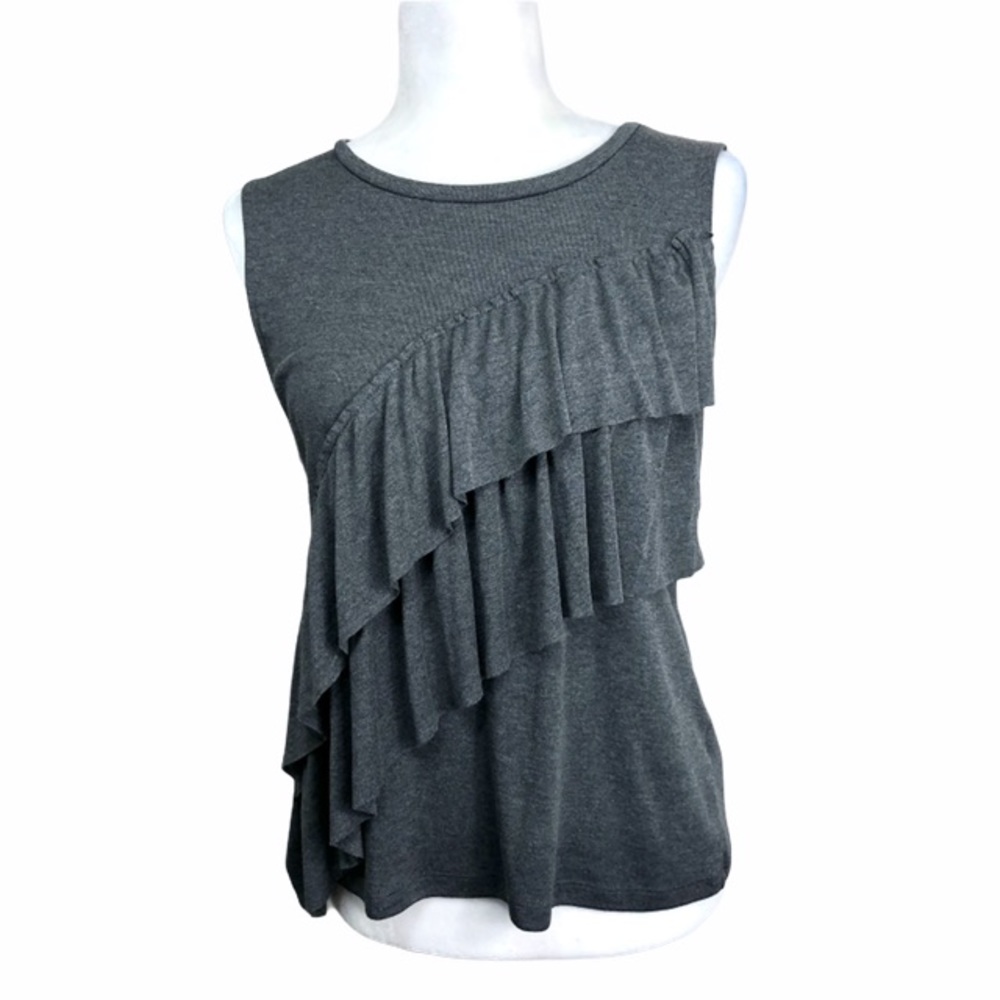 JCREW Ruffle Tank Top Sleeveless Grey Medium